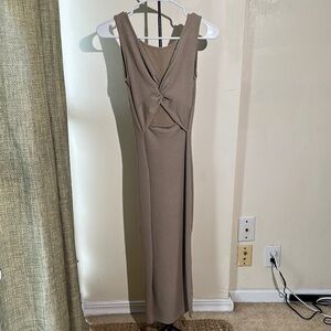 Elegant Tan Sleeveless Dress